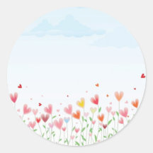 A Field of Hearts Round Sticker