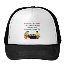 a funny winners and losers joke mesh hat