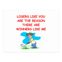 a funny winners and losers joke post card