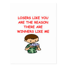 a funny winners and losers joke post cards