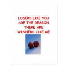 a funny winners and losers joke postcards