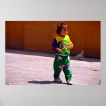 A girl and her pidgeon, Malaga, Spain Poster