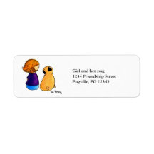 A Girl and Her Pug (blonde version) Custom Return Address Labels
