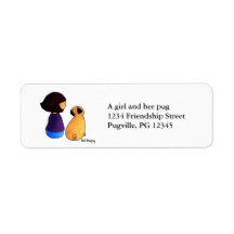 A Girl and Her Pug (brunette version) Custom Return Address Labels