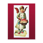 A girl dressed as angel carrying boque postcard