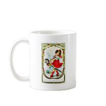 A girl playing with toy coffee mugs