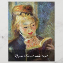 A Girl Reading By Pierre-Auguste Renoir Custom Flyer