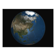 A global view over Asia with Arctic sea ice Photographic Print