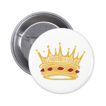 A Golden King's Crown With Jewels Pinback Button