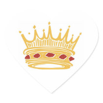 A Golden King's Crown With Jewels Wedding Hearts Heart Stickers