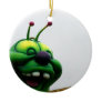 A green caterpillar goofy fair ride image christmas tree ornament