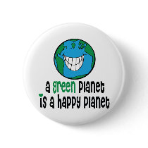 A Green Planet is a Happy Planet Button