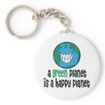 A Green Planet is a Happy Planet Keychain