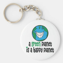 A Green Planet is a Happy Planet Keychain