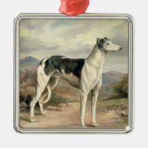 A Greyhound in a hilly landscape Christmas Ornaments