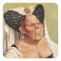 A Grotesque Old Woman, possibly Princess Margaret Square Stickers