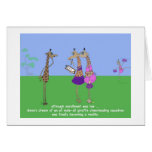 a group of cheerleading giraffes card