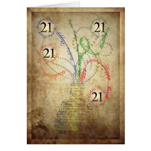 A grungy 21st birthday card