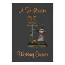 "A Halloween Wedding Shower" Witch/Street Sign Personalized Invite