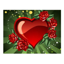 A Heart and Roses Postcards