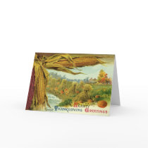 A Hearty Thanksgiving; Indian Corn and Haystacks Card