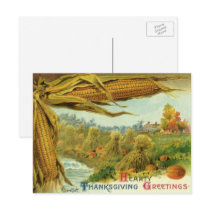 A Hearty Thanksgiving; Indian Corn and Haystacks Post Cards