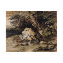 A Hilly Landscape with Figures Approaching a Bridg posters