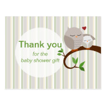 A Hoot Of A Baby Shower Thank You Postcard