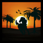 A horse silhouette at sunset posters