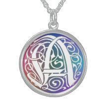 A Initial Monogram "Blue Gothic Whimsy" Necklace