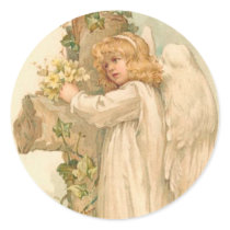 A Joyous Easter Angel Round Stickers