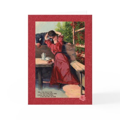 A Kiss Victorian Postcard Greeting Card by leehillerloveadvice