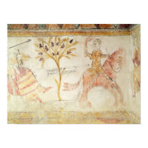 A knight carrying a flaming torch posters