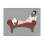 A Lady, A Cat and A Very Good Book Postcard