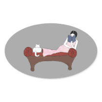 A Lady, A Cat and A Very Good Book Stickers