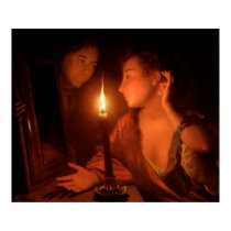 A Lady Admiring An Earring by Candlelight posters