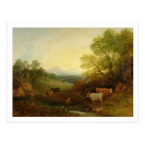 A Landscape with Cattle and Figures by a Stream an postcards