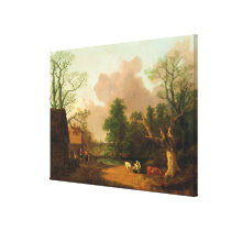A Landscape with Figures, Farm Buildings and a Mil canvas prints