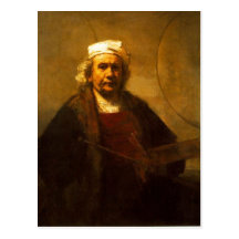 A late self protrait by Rembrandt, from a period w Postcard