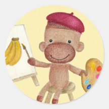 A Little Artist Socky the Sock Monkey Sticker