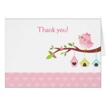 A Little Birdie (Pink) Birthday Thank you Card
