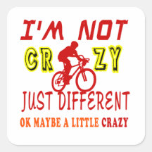 A Little Crazy for Cycling Square Stickers