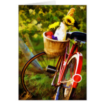 A Loaf of Bread a Jug of Wine and a Bike Greeting Cards