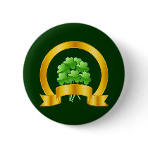 A Lucky Golden Horseshoe with green shamrocks