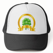 A Lucky Golden Horseshoe with green shamrocks