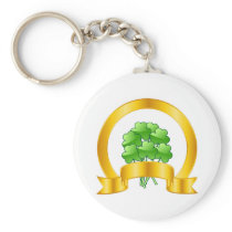 A Lucky Golden Horseshoe with green shamrocks