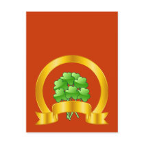 A Lucky Golden Horseshoe with green shamrocks