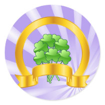 A Lucky Golden Horseshoe with green shamrocks