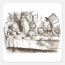 A Mad Tea Party Tenniel Sepia Sticker