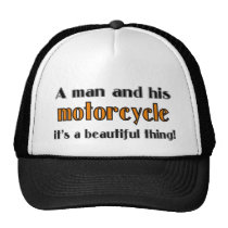 A man and his motorcycle hats